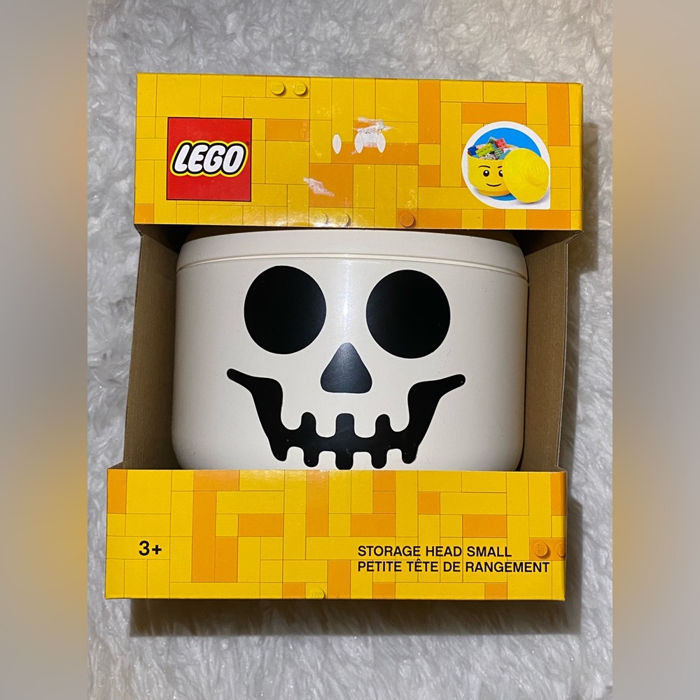 LEGO Small White Skeleton Skull Storage Head Container, Halloween Decor, NEW
